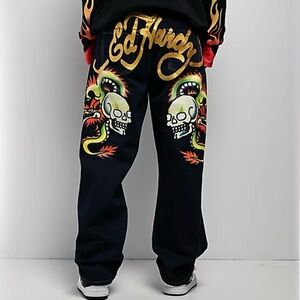 Ed Hardy Dragon Skull Raw Denim Jeans